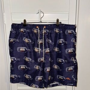 Tommy Bahama Men's Navy Swim Trunks with Bottle Print
